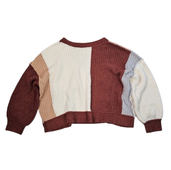 POL Plush Soft Chennile Color block Sweater V -neck - Picture 9 of 10